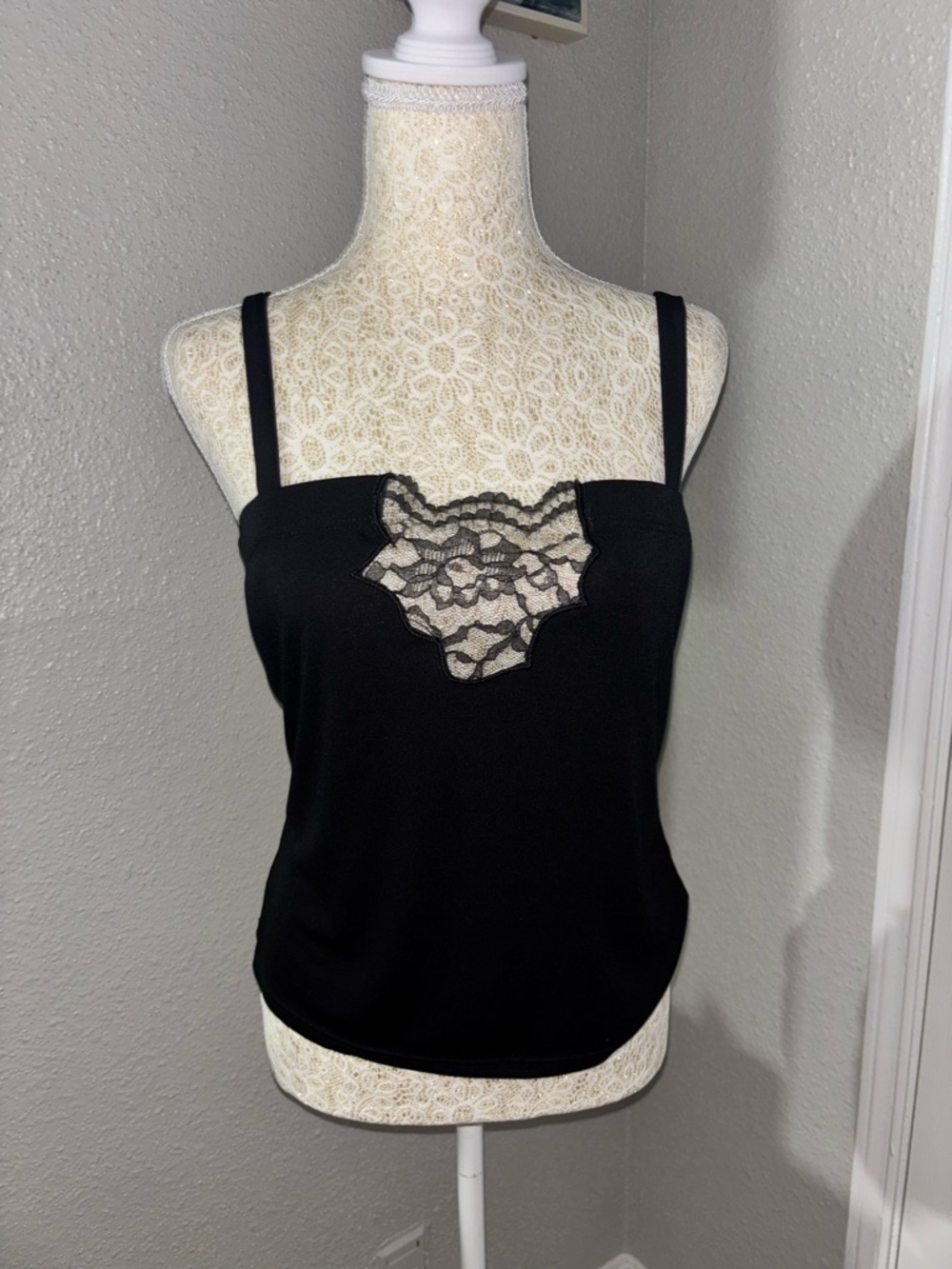BCBG Black Lace-Panel Camisole